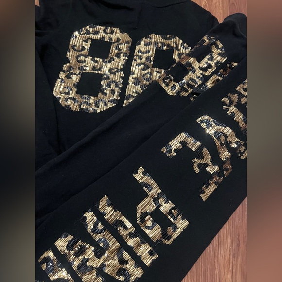 PINK Victoria's Secret 86 leopard bling hoodie / Sweatpants vintage outfit S - Picture 3 of 15